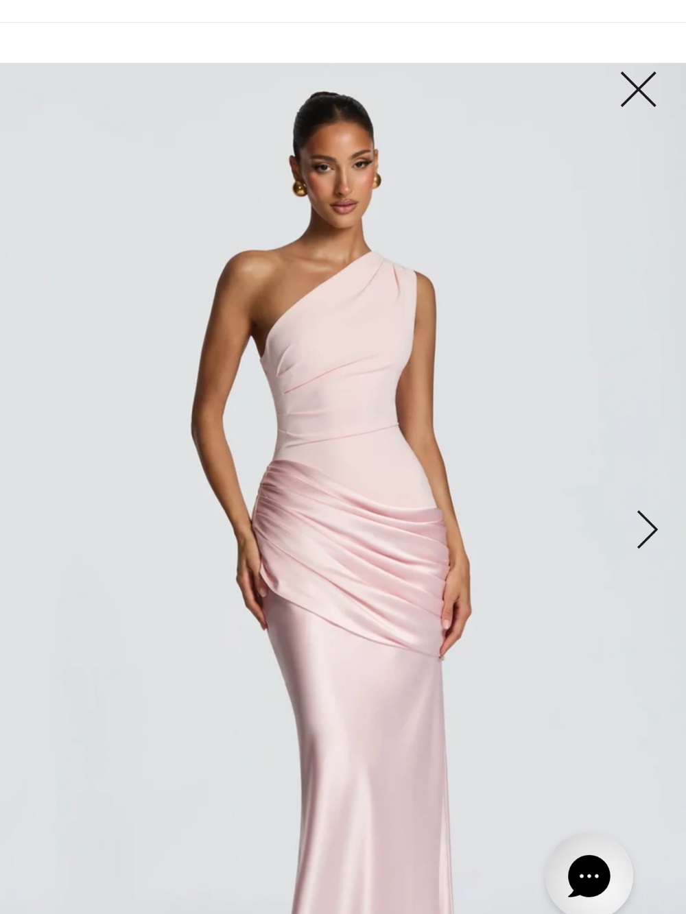 One-Shoulder Pale Pink Satin Evening Gown - worn just one day for a wedding